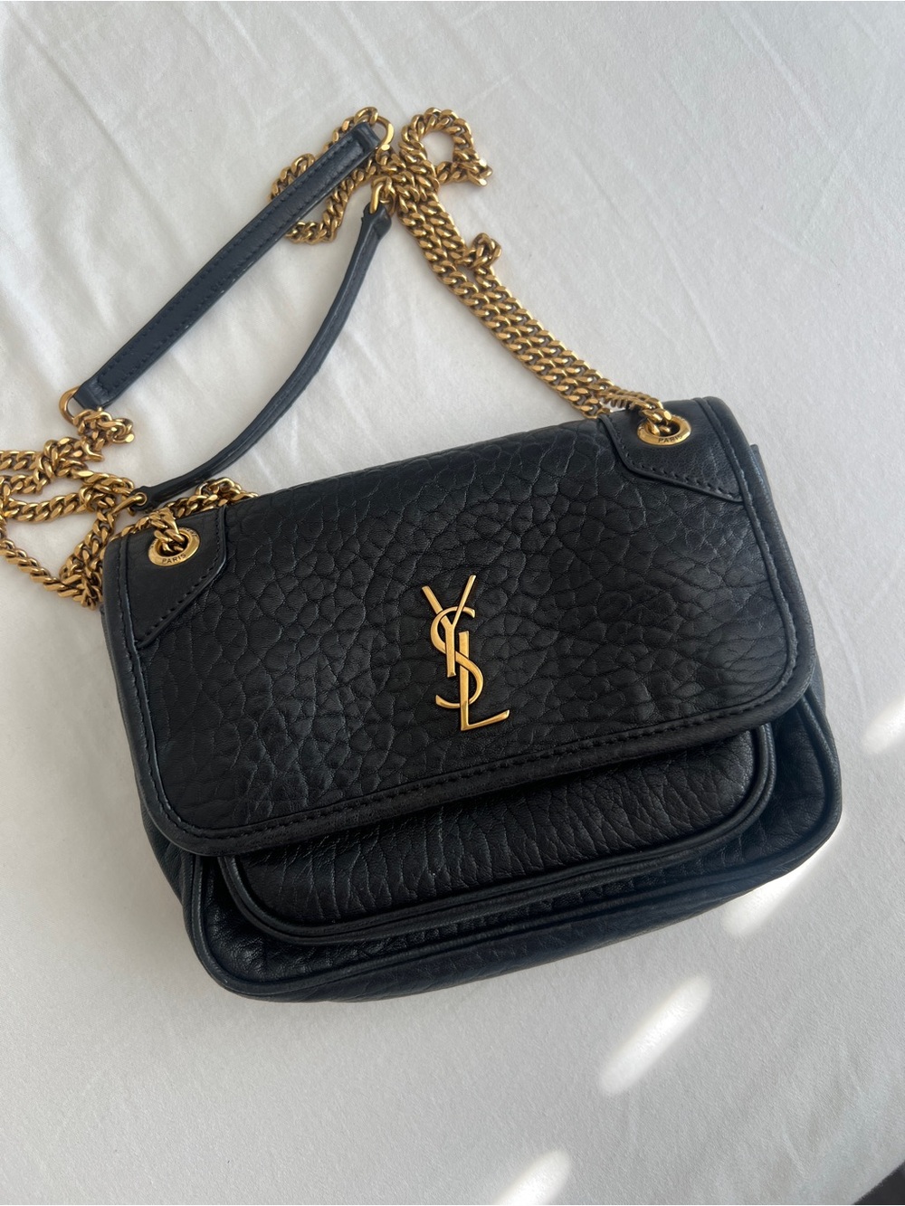Saint Laurent Niki mini grained lambskin Leather Bag with Gold Chain - Picture 1 of 16